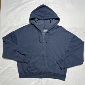 SO Goods For Life Blue Full Zip Hoodie XXL Collegecore Athleisure Sweatshirt